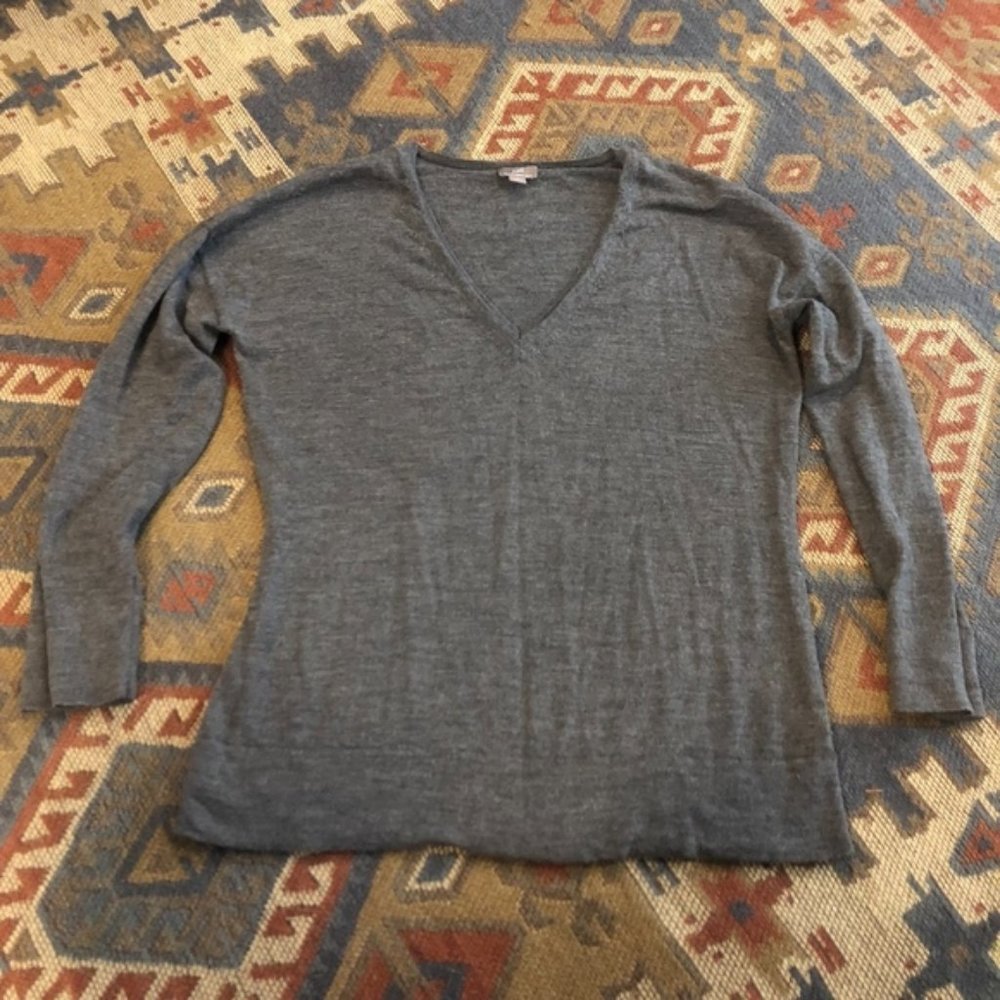 🔴J Jill Merino Wool Gray Sweater Large